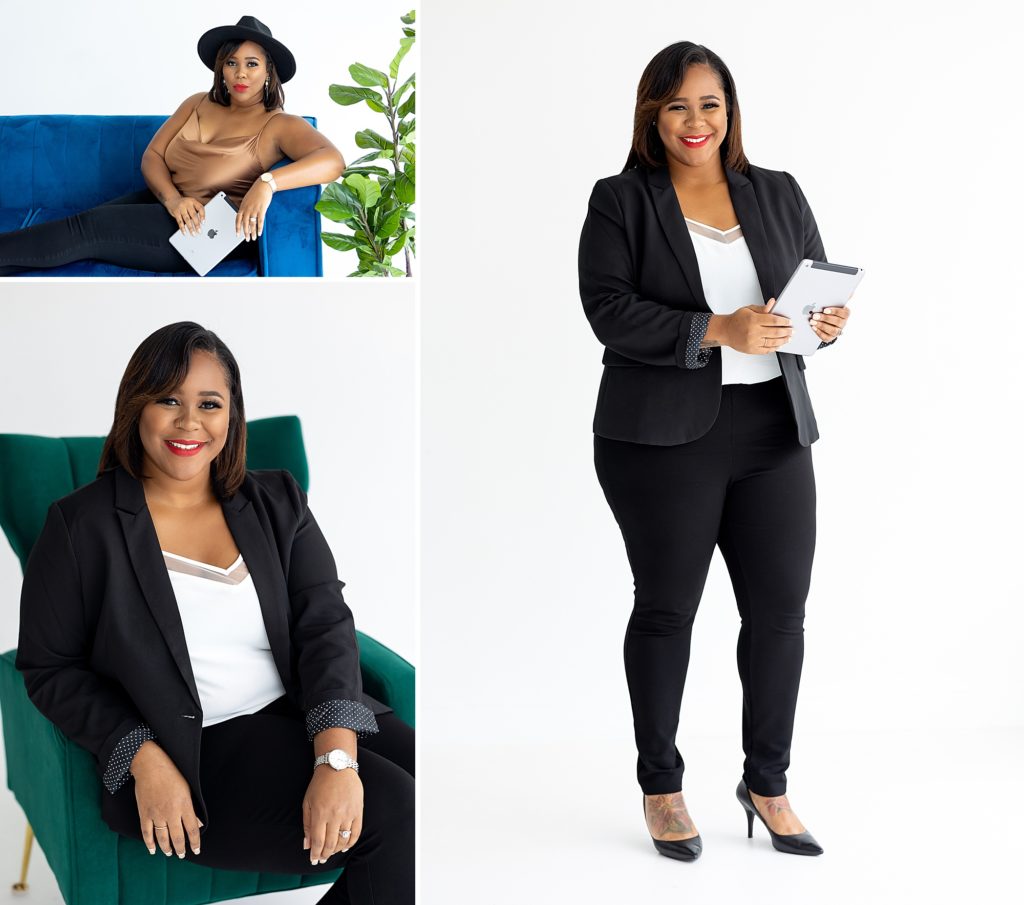black female holding iPad not diy personal branding photos