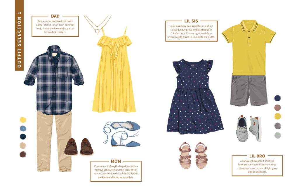 what to wear for family photos blue yellow